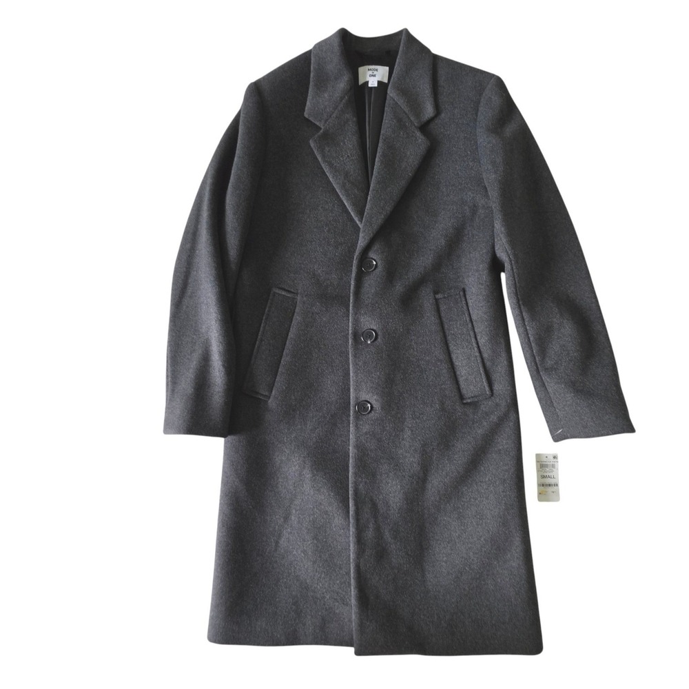 Mode of One Women Overcoat Charcoal Gray Wool Blend Long Coat Jacket Small